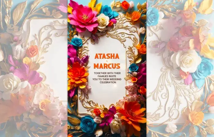 Stylish Flower Design 3D Wedding Invitation Instagram Story